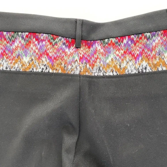 MISSONI Black Trousers with Multi Color Aztec Back Yoke - Size US6 - MSRP $795.…